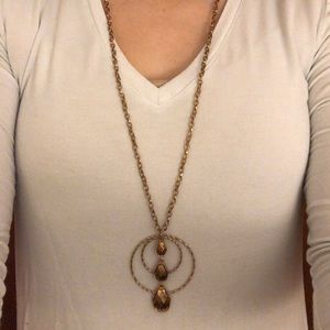 Bronze Necklace with Brown Gems